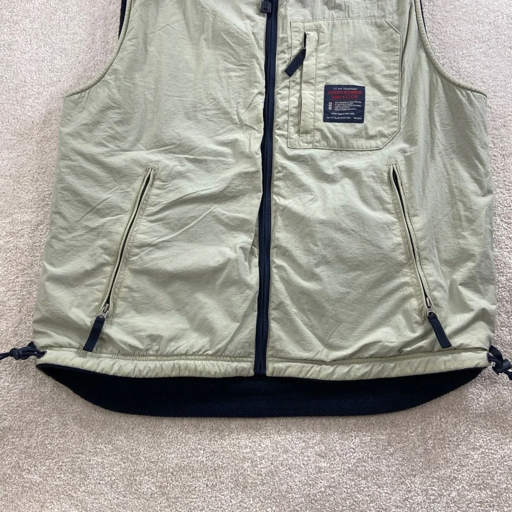 Vintage Abercrombie & Fitch Vest Mens XL Beige Fleece Lined Nylon Utility 90's
